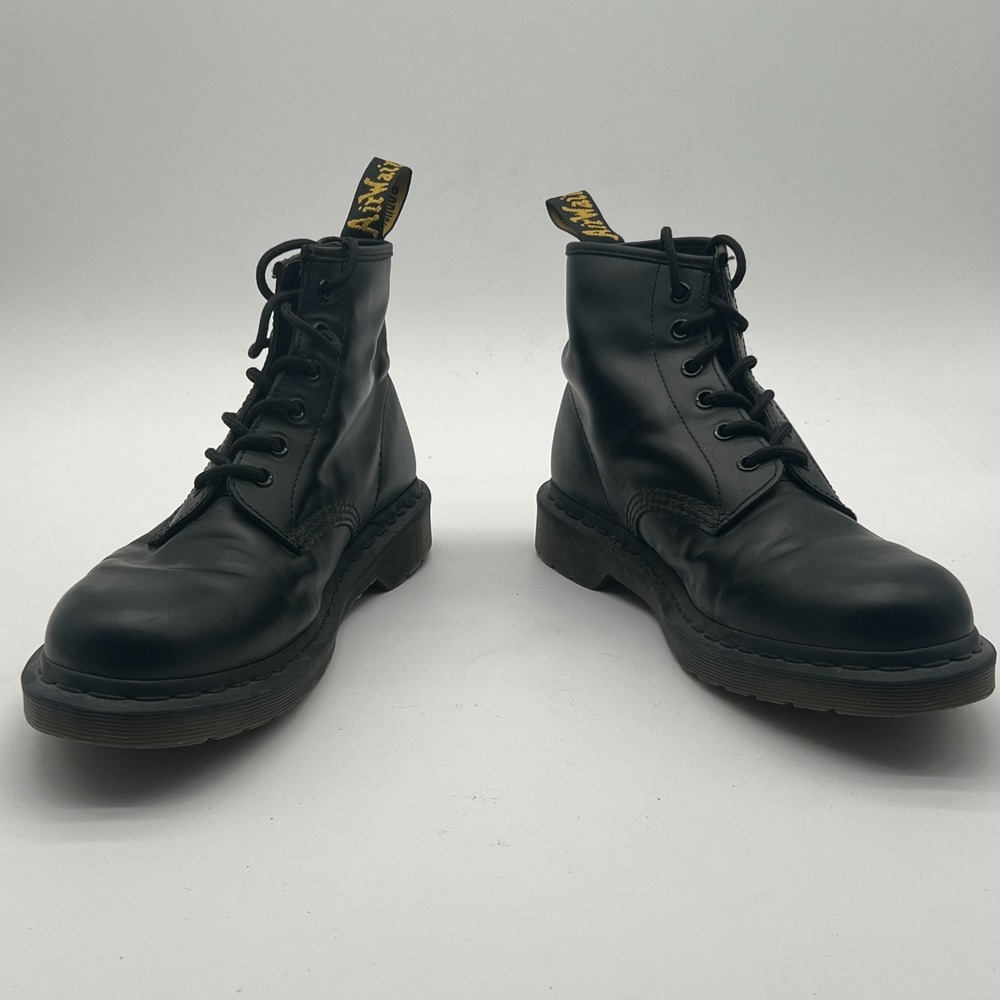 Dr Martens 101 Black Leather 6 Eye Ankle Combat Boots Mens 8 Womens 9 UK 7